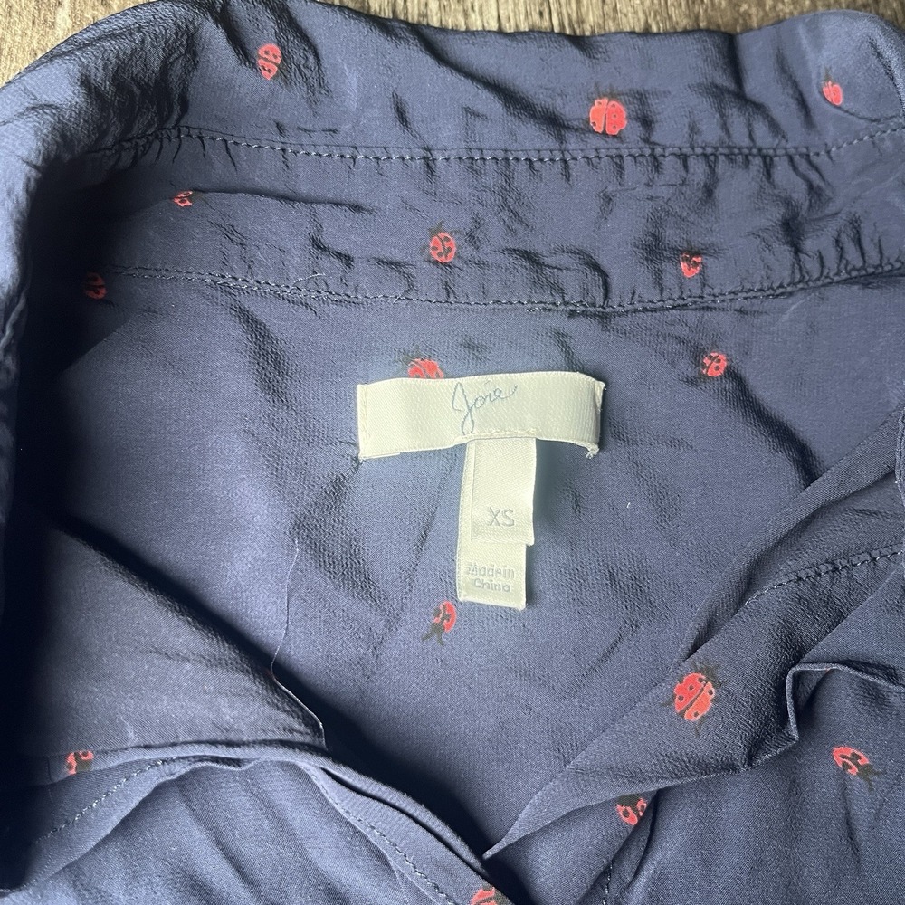 Joie Blouse Women Navy Ladybug Top XS Viscose - Picture 4 of 7